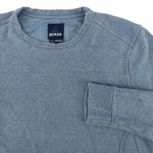 prAna Norcross Crew Men's Large Blue Pullover Hemp Blend Sweatshirt Outdoors